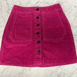 Pink Button Up Mini Skirt w/ Pockets- Small